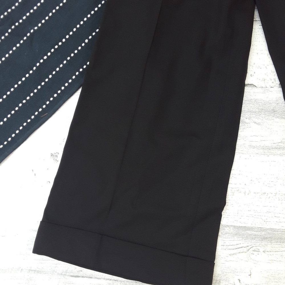 Tory Burch| Wool Wide Leg Crop Trouser Pants Black Size 2 - Picture 5 of 8